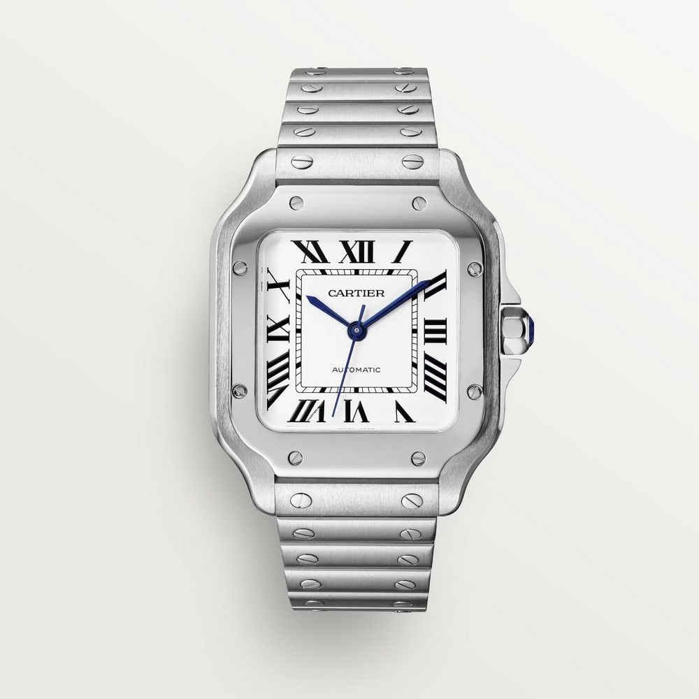 Đồng Hồ Cartier Santos De Cartier Medium Watch Nam Xám Trắng